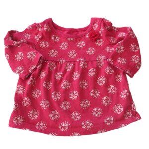 Jumping‎ Beans Christmas Shirt Infant Girls 6M Red Long Sleeve Snowflake Glitter